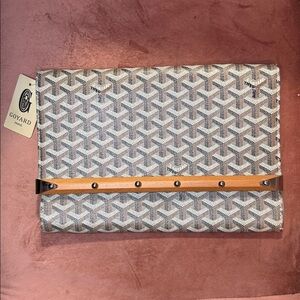 Hand Crafted Beige and Brown Patterned Clutch Wristlet